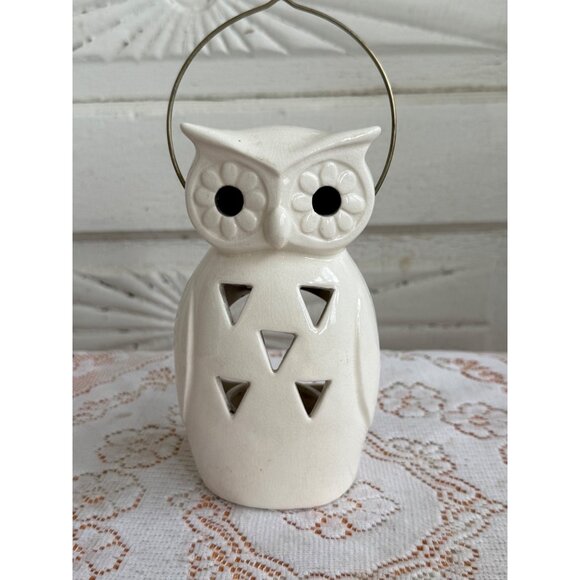 Vintage 1970s Lego Japan White Owl Hanging Tea Light Candle Holder - Picture 10 of 13